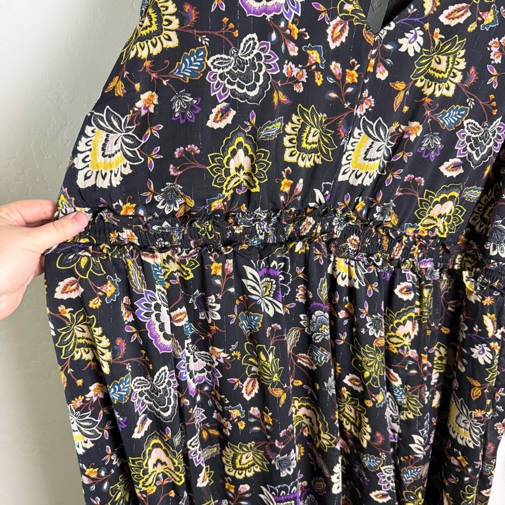 Torrid Black Floral Chiffon Lurex V Neck Tiered Maxi Dress 3X 18491136 - Picture 13 of 16
